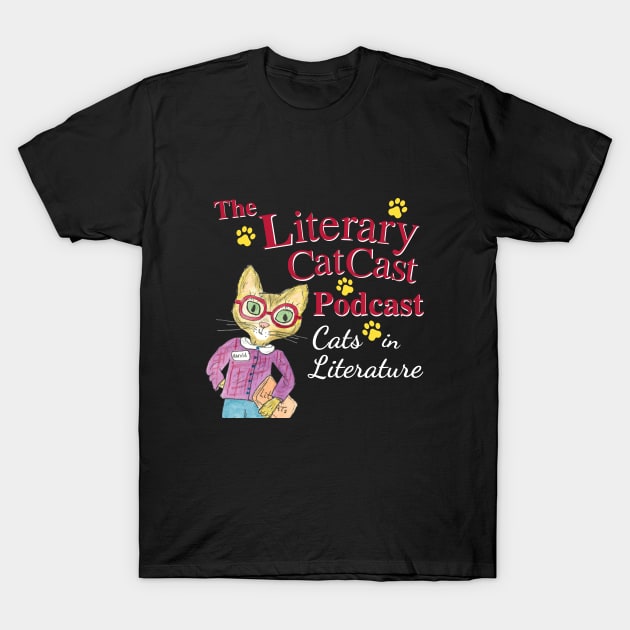 The Literary Catcast Podcast T-Shirt by Phebe Phillips